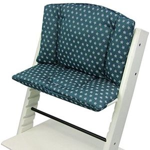 Bambiniwelt Vervangende hoes, zitkussen, kussenset, stoelverkleiner compatibel met STOKKE Tripp Trapp voor kinderstoel, sterren (olijf sterren)