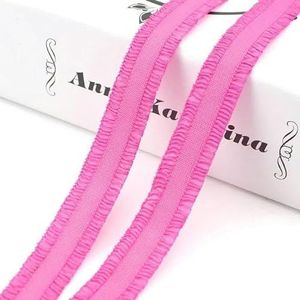 22/45 yards 13,0 mm dubbele ruche elastische band kant rubberen lint haarband ondergoed beha riem DIY kleding naaien accessoires-29DarkPink-13.0mm-45Yards