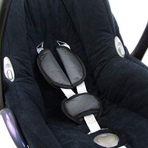 Bambiniwelt Gordelkussenset, universeel, voor babyzitje, autostoeltje, compatibel met bijv. Maxi Cosi Cybex (donkergrijs)