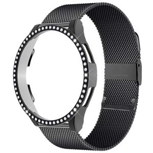 Mode glanzende beschermhoes metalen band set, for Samsung Galaxy Watch 7 40 mm 44 mm riem for Galaxy Watch 6 5 4 40 mm 44 mm armband(Black,For Watch 7 40mm)