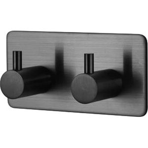 *** 2 in 1 Design Haak - RVS Zelfklevend - Handdoekhaak - Zwart - Ophanghaak - van Heble® ***