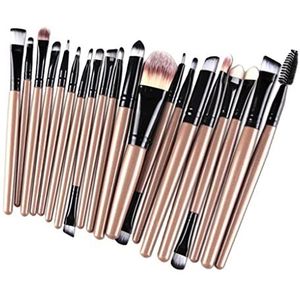 20 stks/set professionele make-up borstels foundation poeder borstel gouden zwart