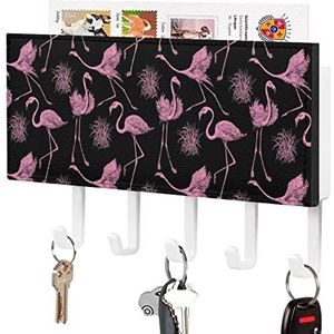 Roze Flamingo Sleutelhouder voor Muur met 5 Haken Brief Kapstok Home Decor Keuken Slaapkamer Kantoor
