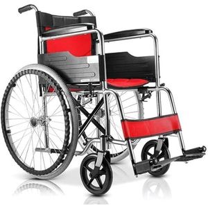 Opvouwbare rolstoel Opvouwbare rolstoel Staal Ultra lichtgewicht opvouwbaar frame Draagbare doorvoerreis Rood for gehandicapte gebruikers Kan een duwtype van 100 kg dragen Comfort