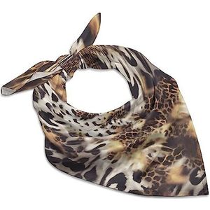 Wilde dieren luipaardprint bandana's voor mannen vrouwen vierkante kop zijden sjaal lichtgewicht wikkel hals zakdoek halsdoek 45,7 cm x 45,7 cm