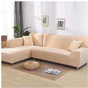 Elastic Corner Sofa Chaise Cover Lounge 1/2/3/4 Seater Couch Sofa Covers For Living Room L Shape Slipcover Armchair Protector (Color : Beige, Size : 3-seat 195-230cm)