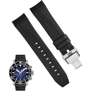 dayeer Waterdichte Siliconen Horloge Band Voor Tissot T120417 T120407 Quartz Wijzerplaat Sport Mannen Horloge Band Horlogeband (Color : Black silver, Size : 22mm)