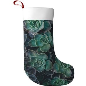 WOmeng Groene Succulente Print Meisjes En Jongens Kerst Kous Sneeuwpop Kerstman Kerstboom Home Decor Party Sok