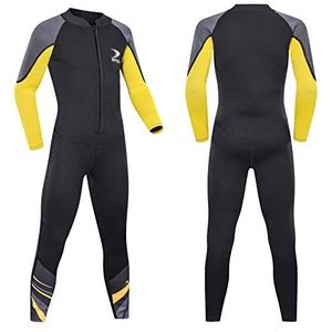 ZCCO Wetsuit voor kinderen, 2,5 mm neopreen thermisch badpak, jeugdjongens en meisjes, eendelige natte pakken, warmte badpak met lange mouwen voor duiken, zwemmen, surfen (zwart, XS)
