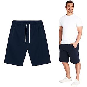Heren Shorts met Zakken Hardloopshorts Heren Tieners Zomer French Terry Navy Grijs Zwart Gym Shorts Heren Telefoonzakje Voetbal Strand Heren Sport Shorts Vakantie Essentials voor Mannen (Marine, XXL)