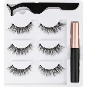 UAMOU 3/5/10pairs Magnetische Wimpers 3D nertsen Wimpers Langdurige Magneet Vloeibare Eyeliner & Pincet Set Natuurlijke valse Wimper Make-Up Kit Cheerfully (Color : 6D-03)