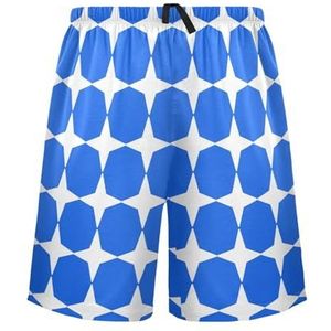 LI ZHI XIN Herenpyjamabroek, korte pyjamabroek, zomer casual shorts, elastische tailleband met trekkoord, rechte losse pasvorm met 2 zakken, S-XXL sterrenpatroon, Meerkleurig, S