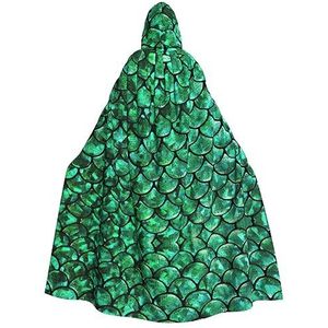 WURTON Halloween Kerstfeest Groene Visschubben Print Volwassen Hooded Mantel Prachtige Unisex Cosplay Mantel