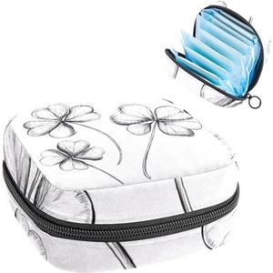 Draagbare maandverband Opbergtas, Menstruatiecup Pouch Vrouwelijke Menstruatie Pads Tas voor Tiener Meisjes, Tampons Eerste Periode Kit, Schets Set Luck Clover St. Patrick's Day