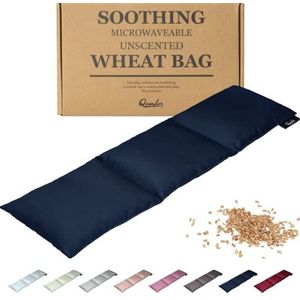 Qomfor - Pittenzak met Zachte Katoenen Hoes - Langwerpig 46 x 12 cm - Geurloos - Gevuld met Tarwe - Donkerblauw