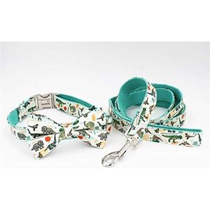 Halsband En Riem Set Met Vlinderdas For Grote En Kleine Hond Katoen Kraag Rose Goud Metalen Gesp (Color : Collar bow leash, Size : XS)