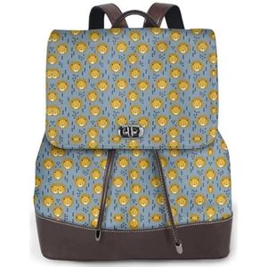 OdDdot Leeuw Leeuwenkop Leeuw Kids Blauwe Print Lederen Rugzak Laptop Boekentas Voor Vrouwen Mannen, Boekentas Weekend Dagrugzak, Voor Reiswerk, Zwart, Eén maat