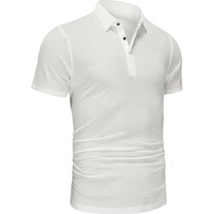 Dvbfufv Poloshirt met korte mouwen voor heren, golfshirt voor heren, lente en zomer, ademend T-shirt, Wit, XS
