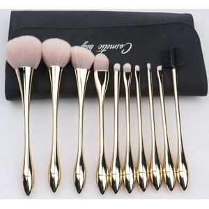 Zachte Kleine Taille Goud 10 Make-up Borstels Beauty Tool Set Beginner Make-up Borstel