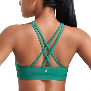 CRZ YOGA Dames Strappy Back Draadloze Gewatteerde Workout Yoga Sport BH Cascadia Groen XS