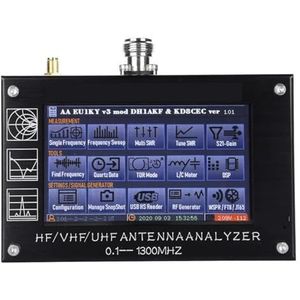Spectrumanalysator, 4,3 inch LCD-touchscreen 0,1-1300 MHz HF/VHF/UHF ANT SWR-antenne-analysatormetertester