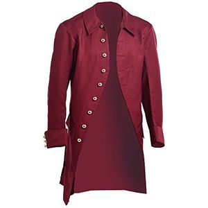 BLESSUME Steampunk jas Victoriaanse heren koloniale jurk jas, Rood, L