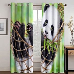 BOVZOX Oogje verduisterende gordijnen 2 panelen X W46 inch X L54 inch zwart-wit en dier Panda thermisch geïsoleerde kamer verduisterende gordijnen voor gewone kamer verduistering kinderkamer slaapkamer ramen behandeling