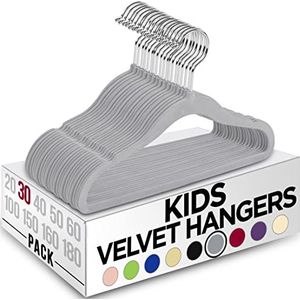 Utopia Home Kids Kleerhangers Velvet (30 stuks) - 31 inch duurzame babykleerhangers voor kast - perfecte kleerhangers voor peuters, verpleegkundigen, antislip voor dagelijks gebruik (grijs)
