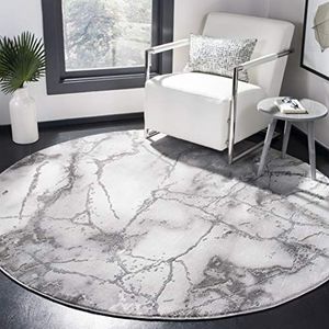 SAFAVIEH Craft Collection CFT877G Modern Abstract Non-Shedding Living Room Dining Bedroom Foyer Area Rug 8' x 8' Round Grey/Silver