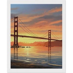 Golden Gate Bridge San Francisco Califonia Diamond Painting Kits Volledige Boor Diamant Schilderij Foto Diamond Art voor Volwassenen Thuis Muur Decor 40,6 cm x 50,8 cm