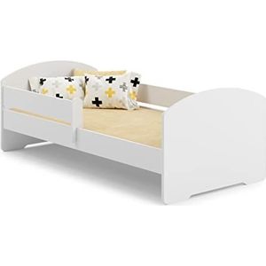KOBI Kinderbed LUK wit | 160x80 | kinderbed voor jongens meisjes | met een matras en een frame | babykamer | eenpersoonsbed met barrière-leuning