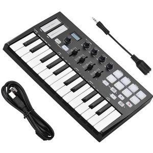 Elektronische Piano Draagbare USB-toetsenbordcontroller Met 25 Aanslaggevoelige Toetsen En 8 RGB-verlichte Pads, 4 Bedieningsknoppen En 4 Schuifregelaars