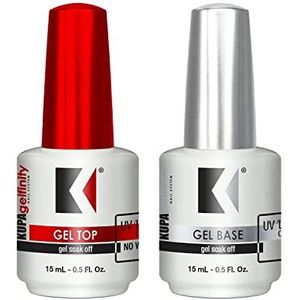 KUPA GelFinity - Soak Off Gel - Base & Top Coat Glanzende afwerking (geen afveeg) 0.5 Fl Oz