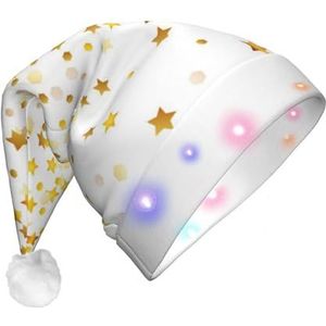 LAMAME Sparsed Dreamy Stars and Spots bedrukte gloeiende kerstmuts kerstversiering hoed neutrale LED kerstmuts