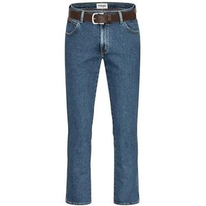 Wrangler Texas heren stretchjeans Regular Fit Authentic Straight in verschillende wassingen met riem in zwart of bruin, stonewash + bruine riem, 50W / 34L