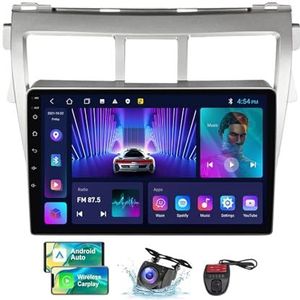 Voor Toyota Vios 2 2007-2013 Android 13 Carplay Autoradio, 9 inch Scherm Radio Android Auto Bluetooth Handsfree 4G WiFi FM/RDS/DAB+ Radio HiFi Achteruitkijkcamera + DVR(NF-1)