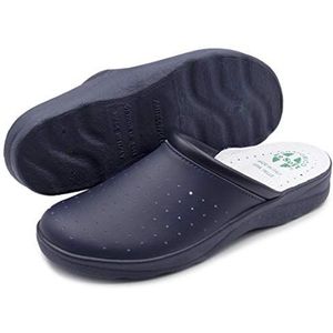 Poligono Anatomische Hygiënische Pantoffels voor Mannen, Comfortabele Orthopedische Schoenen met een Bovenwerk van Geperforeerd Echt Leer, Blauw voor mannen, 40