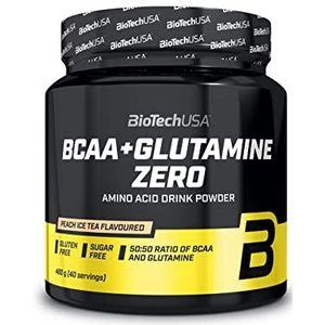 BioTechUSA BCAA + Glutamine Zero | 40 porties | Veganistisch | Suikervrij | Glutenvrij | Verhouding BCAA's 2:1:1 | 480 g | Perzik ijsthee