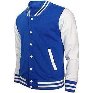 TheMohrim Heren Slim Fit Varsity Baseball Jacket Bomber met Lange Mouwen Gestreepte Katoen Premium Jassen Unisex, Blauw, XL