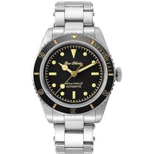 San Martin SN004G v2 Retro 6200 luxe duikhorloge voor heren, saffierglas, 200 m, waterdicht, automatisch, mechanisch horloge voor mannen, BLACK NO LOGO, armband