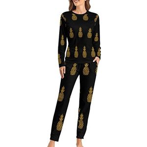 Gouden Ananas Mode 2 STKS Womens Pyjama Sets Lange Mouw Nachtkleding Nachtkleding Loungewear Stijl