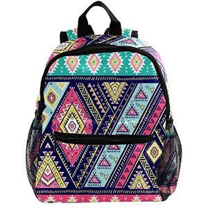 Leuke Mode Mini Rugzak Pack Tas Vintage Etnische Boho Patroon, Meerkleurig, 25.4x10x30 CM/10x4x12 in, Rugzak Rugzakken