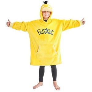 Pokemon Deken Hoodie voor Kinderen Tieners Oversized Fleece Draagbare Hoodie Deken Pikachu Loungewear Geschenken voor Jongens, Gele Psyduck, Eén Maat