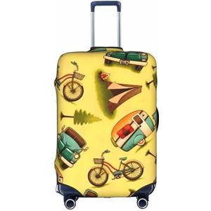 OPSREY Cartoon Leuke New York Amerikaanse Thema Art Gedrukt Koffer Cover Reizen Bagage Mouwen Elastische Bagage Mouwen, Auto en fiets, L