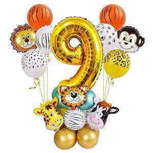 Ballonnen 27 stks Jungle Animal Ballonnen Set Chrome Metallic Latex Ballon 12 inch Gold Number Globos Birthday Party Douche Decor Heliumballonnen (Size : 9)