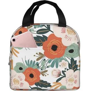 EdWal Lente Bloem Print Herbruikbare Lunch Tas Voor Vrouwen Mannen Eenvoudige Tote Volwassenen Lunch Koeltas Voor Werk Picknick Reizen