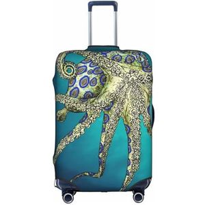 Wratle Koffer Cover Protectors Elastische Bagage Covers Past 18-30 Inch Bagage Japanse Bloemen Kersenbloesem, Blauwe Octopus, S