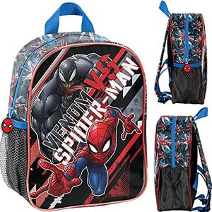 Spider-man Marvel Rugzak met licentie voor kinderen, schooltas kleuterschool met opdruk, kinderrugzak voor jongens, kindercadeau incl. lichtgevende hangers, zwart, XS