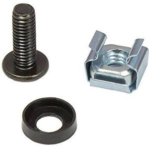 Faconet® 20 x 6 mm bevestigingsschroevenset met sluitring en kooimoer voor 19 inch server rack kast systemen zwart