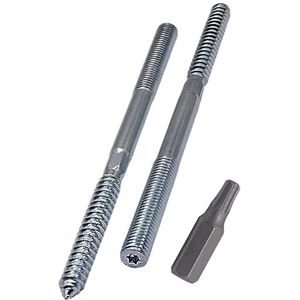 SKIR'CO (20 stuks) Stokschroeven M10 x 160 mm, plugschroeven met dubbele draad, dubbele kopbouten